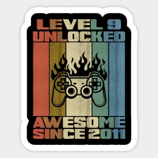 Level 9 Unlocked Birthday 9 Years Old Awesome Since 2011 Sticker